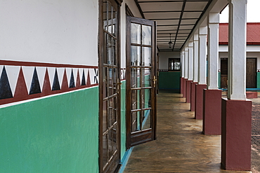 Painted exterior wall at the Royal Palace Museum of King Mutara III Rudahigwa 1931, Nyanza, Southern Province, Rwanda, Africa