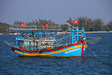 Colorful fishing boat, near Duong Dong, Phu Quoc Island, Kien Giang, Vietnam, Asia