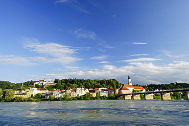 View over river Inn to Passau, Lower Bavaria, Bavaria, Germany