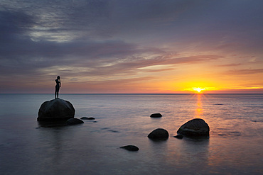 Sculpture on the beach, Sellin, Ruegen, Baltic Sea, Mecklenburg-Western Pomerania, Germany