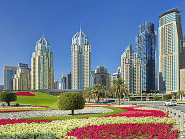 Green motorway junction, Sheikh Zayed Road, near Dubai Marina, Dubai, United Arab Emirates