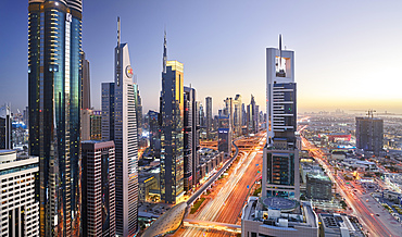 View over Sheikh Zayed Road to Chelsea Tower, Dubai, United Arab Emirates