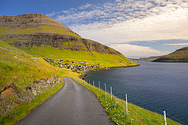 Street by the village of Bour on Vagar, Faroe Islands