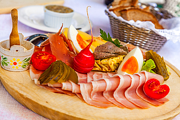 Bavarian snack, Winklmoos Alm, Reit im Winkl, Chiemgau, Bavaria, Germany