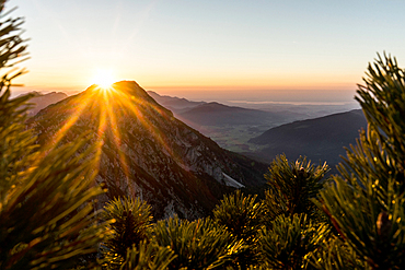 Sunset over the Zwiesel, Chiemgau Alps, Chiemgau Alps, Inzell, Bavaria, Germany