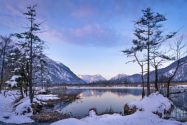 Winter morning at the Sieben Quellen, Eschenlohe, Bavaria, Germany, Europe