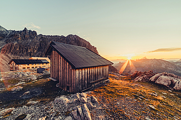 Sunrise at the Totalphütte, Rätikon, Vorarlberg, Austria, Europe