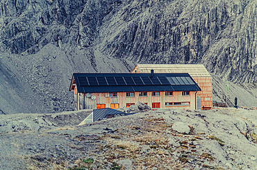 Twilight Totalphütte in the Rätikon above the Lünersee, Vorarlberg, Austria, Europe