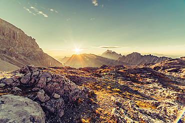 Sunrise at the Totalphütte, Rätikon, Vorarlberg, Austria, Europe