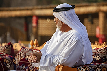 Arab man at a local festival, near Al Ain, Abu Dhabi, United Arab Emirates, Middle East