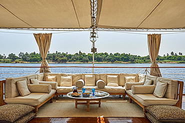 lazulli boat,egypt,river nile,deck,table,teatime