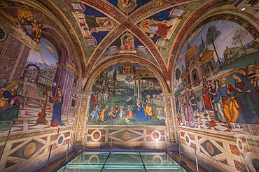 The Baglioni Chapel with frescoes by Pinturicchio in the Church of Santa Maria Maggiore in Spello, Province of Perugia, Umbria, Italy