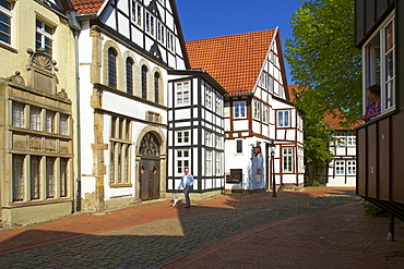 Row of houses from the 16th century at Ritterstrasse Minden, Strasse der Weserrenaissance, North Rhine-Westphalia, Germany, Europe