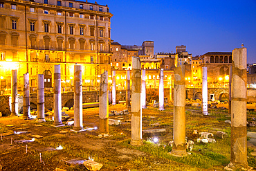 Rome, Trajan's markets, Trajan's forum in the evening