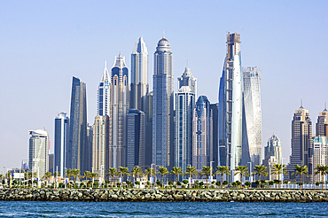 Views of Dubai Marina with yachts and skyscrapers, Dubai, United Arab Emirates, Middle East