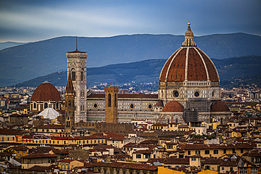 Panoramic view from Piazzale Michelangelo of the old town and the cathedral of Florence, Chiesa di San Carlo dei Lombardi, Florence (Italian Firenze, Tuscany region, Italy, Europe