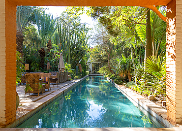 Garden and swimming pool, Dar al Hossoun hotel, Taroudant, Morocco, Sous Valley, Morocco, north Africa