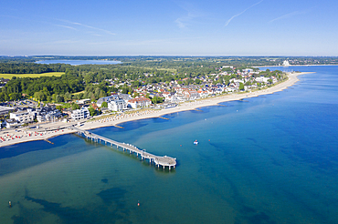 Sea bridge in the Baltic Sea spa town of Niendorf, Schleswig-Holstein, Germany