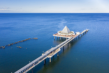 Aerial view of the pier of Heringsdorf, Usedom Island, Mecklenburg-Western Pomerania, Germany