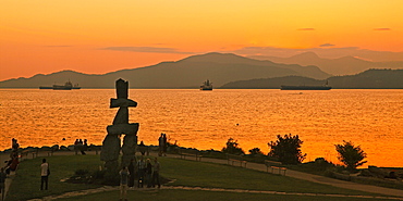 The Inushuk monument in sunset park at English bay, Olympic Symbol Westend, Vancouver City, Canada, North America