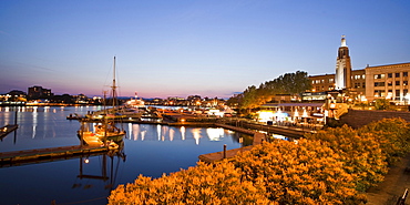 Victoria harbour Panorama at twilight in Victoria, Vancouver Island, Canada, North America