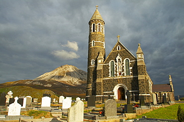 outdoor photo, Church of the Sacred Heart with Mount Errigal (752m), Dunlewy, County Donegal, Ireland, Europe