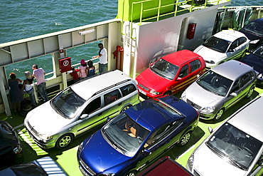 Cars on the ferry from Setubal to Troja, Setubal, Algarve, Portugal