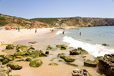 Beach at Praia da Salema, Salema, Algarve, Portugal