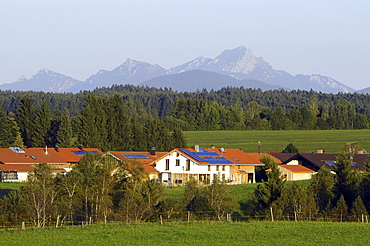 View to mount Wendelstein, Reutberg abbey, Bavaria, Germany