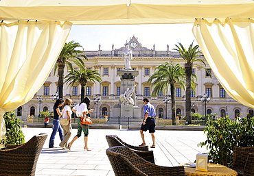 View over a square at the Palazzo della Provincia, Sassari, North Sardinia, Italy, Europe