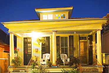 Creole house with a porch in the French Quarter, New Orleans, Louisiana, USA