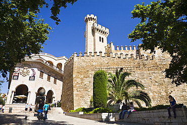 The palace Palau de l'Almudaina in the sunligtht, Palma, Mallorca, Spain, Europe