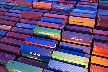 Containers in a row, Port of Hamburg, Germany