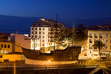 Museum for navigation, architecture in the shape of a ship, Christopher Columbus, ship Santa Maria, Museo Naval Santa Maria, Plaza La Alameda, Santa Cruz de la Palma, La Palma, Canary Islands, Spain, Europe