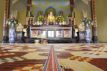 Interior view of the Thien Van Hanh Pagoda at Dalat, Lam Dong Province, Vietnam, Asia