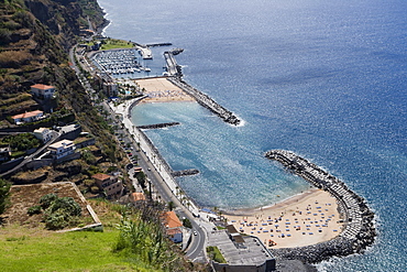 View of Calheta Beach and Marina from Casa das Mudas Arts Centre, Calheta, Madeira, Portugal