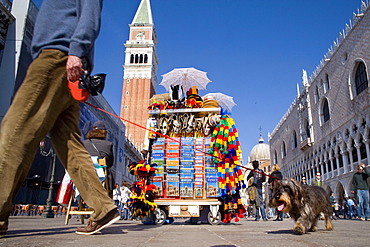 Souvenir stall on Piazza San Marco, St. Marks Square, Venice, Veneto, Italy