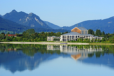 Musical hall Neuschwanstein at lake Forggensee, Fuessen, Bavaria, Germany