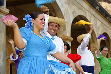 People dancing at the Castillo San Juan, San Juan, Puerto Rico, Carribean, America