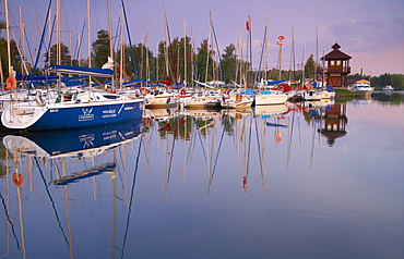 Sunrise at Wegorzewo (Angerburg) Marina, Mazurskie Pojezierze, East Prussia, Poland, Europe