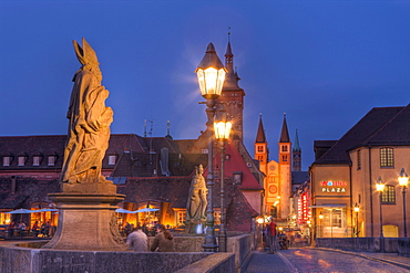 Old Main Bridge at Wuerzburg, Germany, Wuerzburg, Franconia, Bavaria