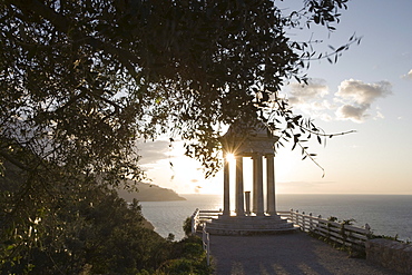 Silhouette of Gazebo at Son Marroig Mansion, near Deia, Mallorca, Balearic Islands, Spain, Europe