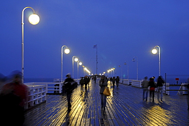 People on the mole of Sopot in the evening, Poland, Europe