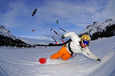 Kitesurfer, Lake Silvaplana, Sankt Moritz, Grisons, Switzerland, model released