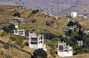 Landscape with pigeonries, island of Tinos, the Cyclades, Greece, Europe