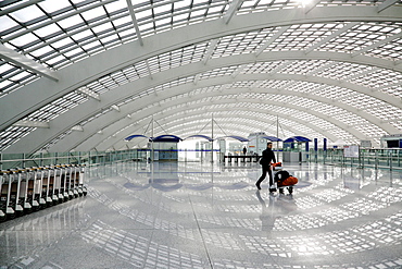 Subway station at the International Airport Beijing, Peking, China, Asia