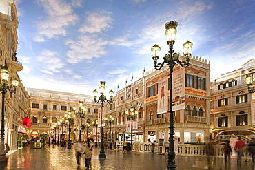 Square with shops at Venetian Casino Resort, Macao, Taipa, China, Asia