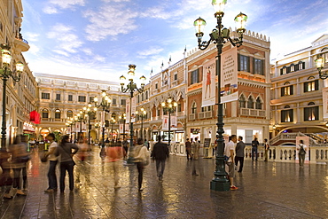 Square with shops at Venetian Casino Resort, Macao, Taipa, China, Asia