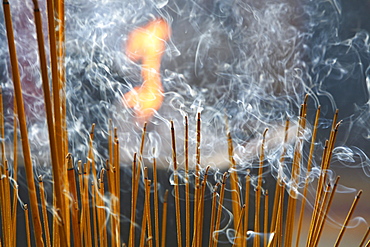 smoke, incense offerings, Thien Hau temple Ho Chin Minh City, Vietnam, Asia