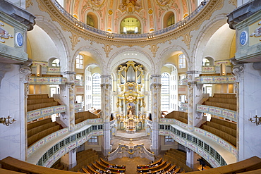 Interior view of the Dresdner Frauenkirche, Church of Our Lady, Dresden, Saxony, Germany, Europe